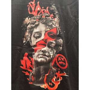 Artist-Signed Black Cotton Graphic T-Shirt Large “Graffiti Face” Print